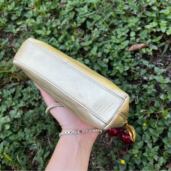 COACH Gold Y2K Shimmer Metallic Turnlock Baguette Hobo Shoulder SoHo Hampton - Picture 9 of 13